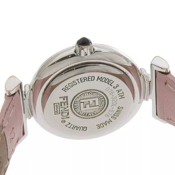 FENDI Watches 320L White shellDial Stainless Steel/Embossed Leather Quartz... - Picture 8 of 8